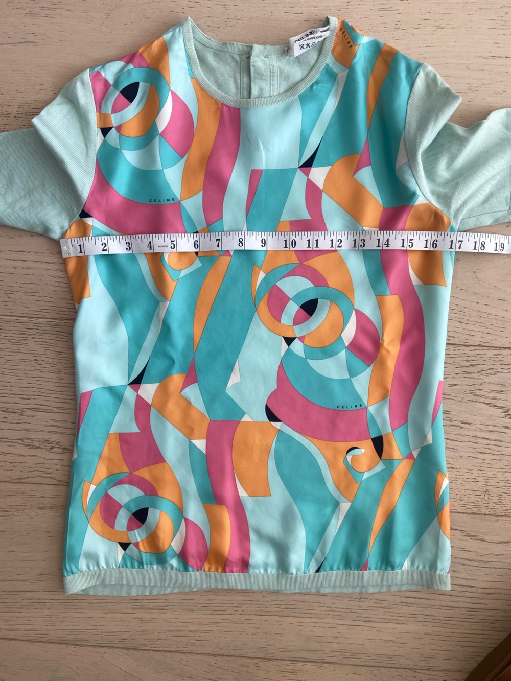 CELINE Paris Vintage 80s Abstract Geometric Print Top Size US2 / IT38 - Picture 7 of 9